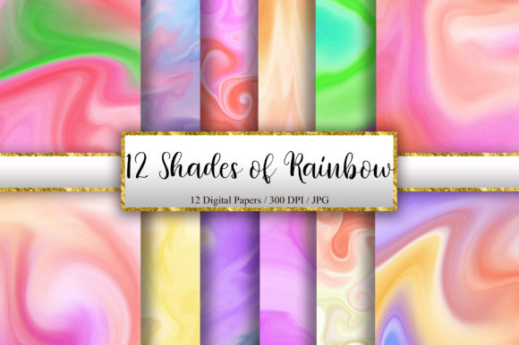 12 Shades of Rainbow Marble Background and Textures