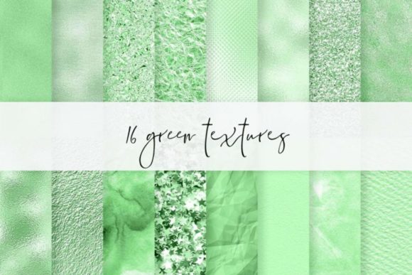 16 Green Foil Papers, Textures