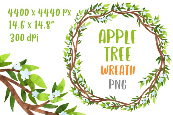 Apple Tree Wreath Floral Clipart & Crafts