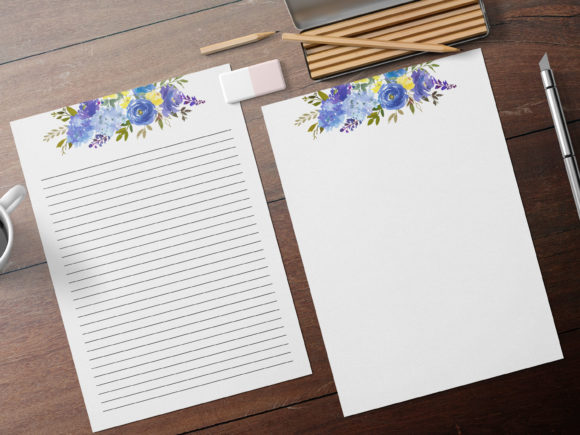 Blue Wedding Invitation Paper Set and Print Templates