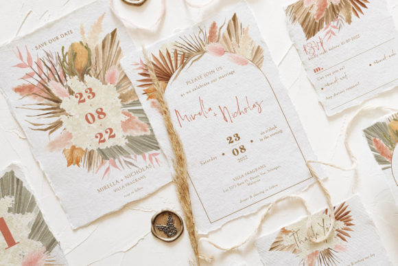 Bohemian Dried Foliage Wedding Suite & Print Templates