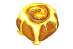 Cinamon Roll in Watercolor Style for Food Amp