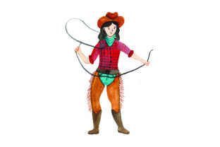 Cowgirl with Lasso - Watercolor