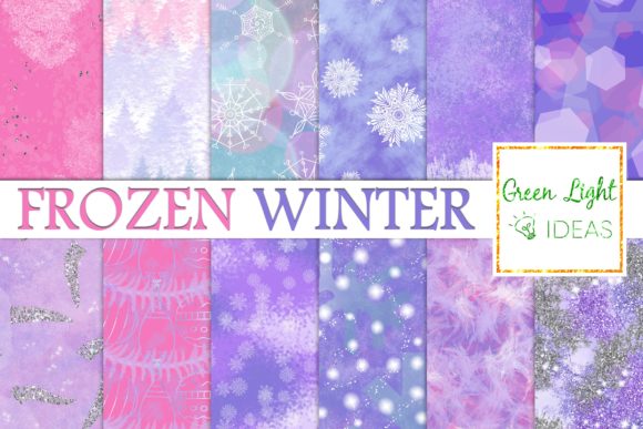 Frozen Winter Snowflakes Digital Papers and Backgrounds
