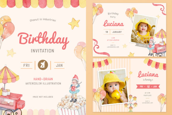 Fun Park Theme Birthday Invitation Card and Print Templates