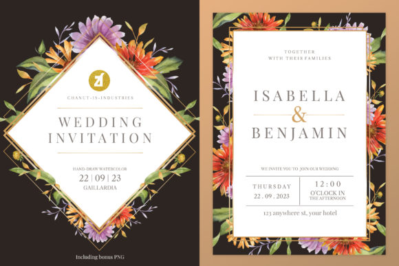 Gaillardia Wedding Invitation Graphic