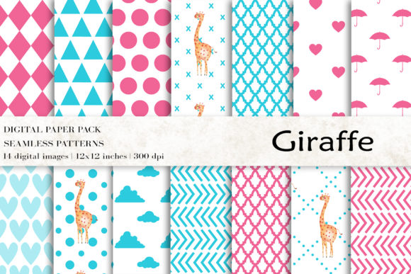 Giraffe Animal Digital Papers and Patterns