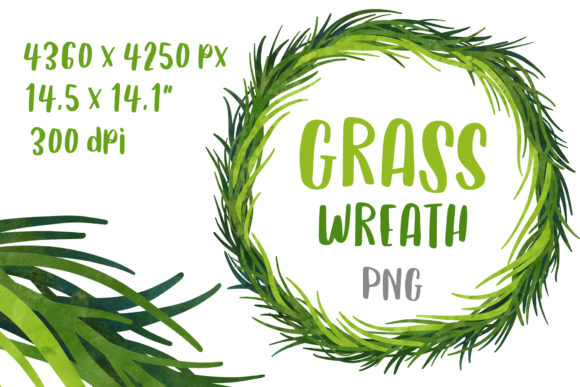 Grass Wreath Greenery Clipart File for Print Templates