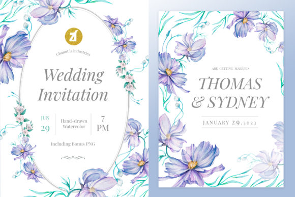 Lavender Mint Wedding Invitation Graphic and Print Templates