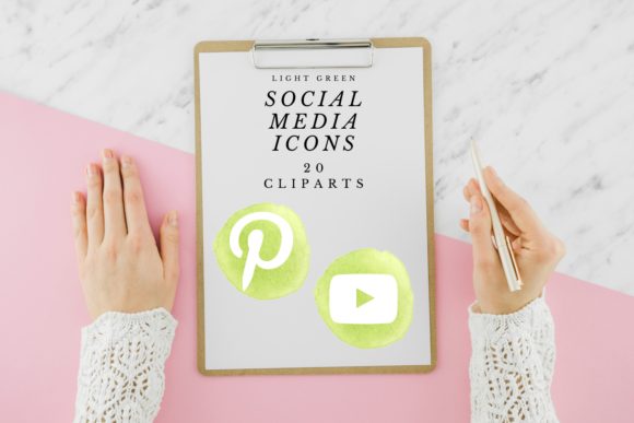 Light Green Social Media Icons Set and Icons