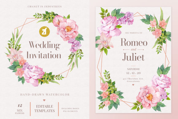 Mix Flower Wedding Invitation Vol.01 & Print Templates