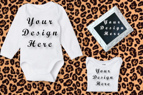 Mockup Baby Bodysuits, White Frame for Baby Amp
