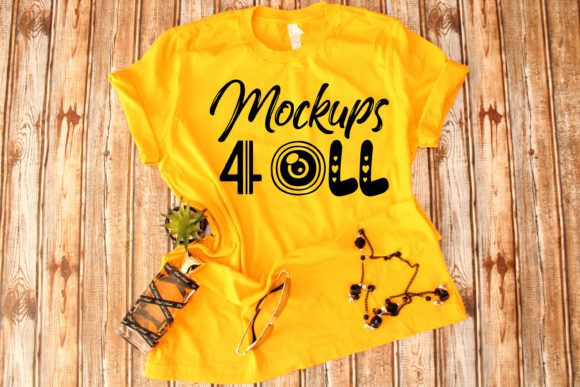 Mockup Bella Canvas 3001 Yellow T-shirt