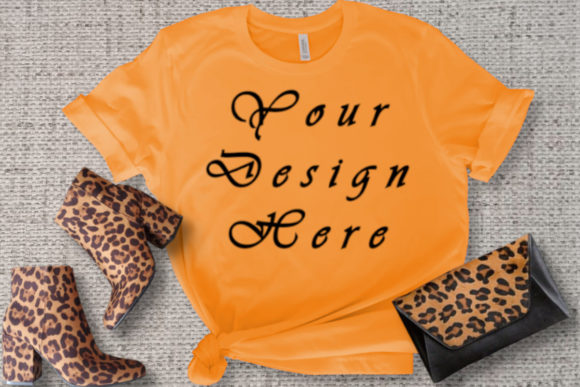 Mockups Orange Woman Bella Canvas Shirt T-Shirts