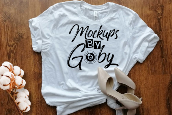 MockWhite T-shirt, Heels, Cotton Flower T-Shirts