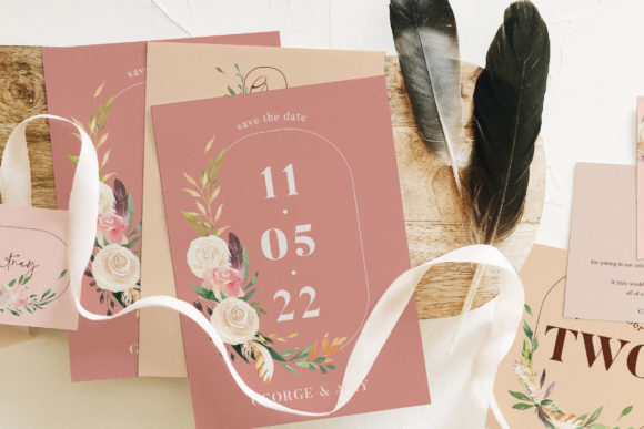 Nude Terracotta Foliage Wedding Suite & Print Templates