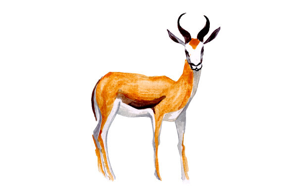 Springbok in Watercolor Style: South Africa-Inspired Craft Asset