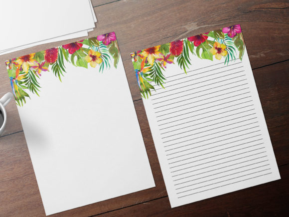 Tropical Border Stationary Set for Print Templates