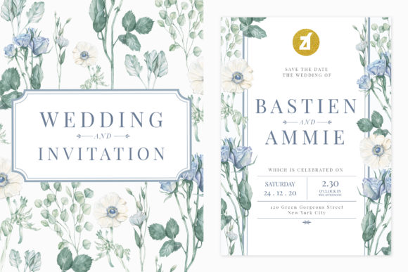 Winter Floral Wedding Invitation Graphic and Print Templates
