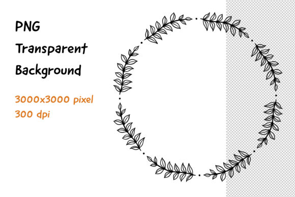 Wreath Frame Black and White -11 Decorative Elements