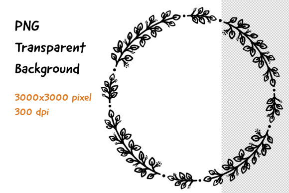 Wreath Frame Black and White -19 Decorative Elements